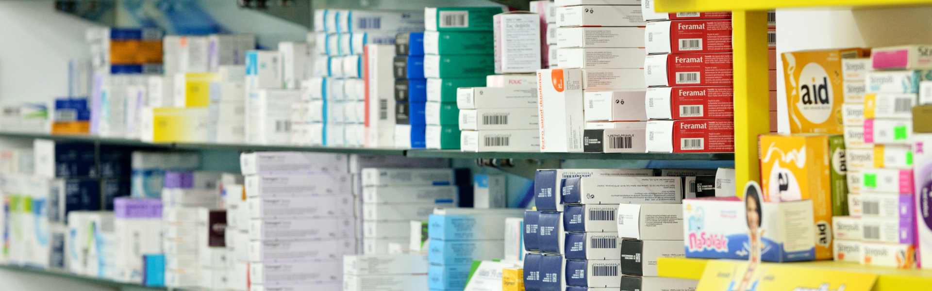 medicines on shelves